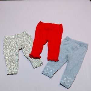 Carters 9 Month Girls Set of Three Baby Leggings - Red, Leopard, Gray